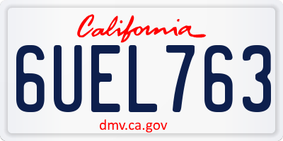 CA license plate 6UEL763