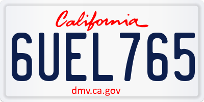CA license plate 6UEL765