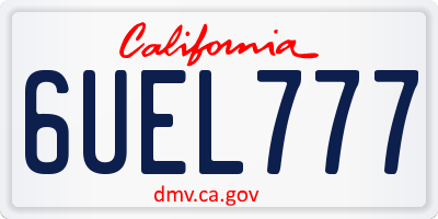 CA license plate 6UEL777