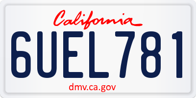 CA license plate 6UEL781