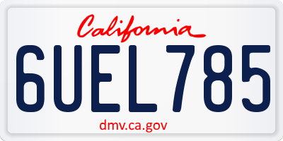 CA license plate 6UEL785