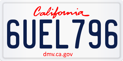 CA license plate 6UEL796