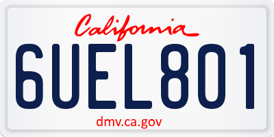 CA license plate 6UEL801