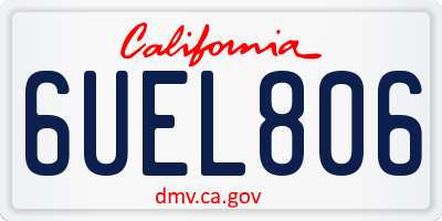 CA license plate 6UEL806