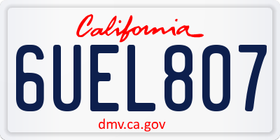CA license plate 6UEL807