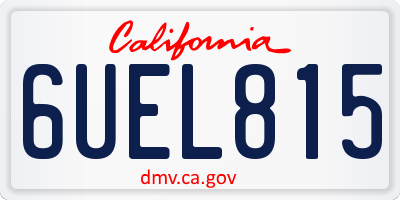 CA license plate 6UEL815