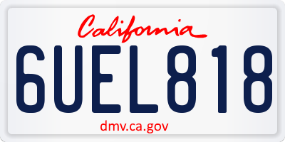 CA license plate 6UEL818