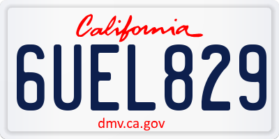 CA license plate 6UEL829