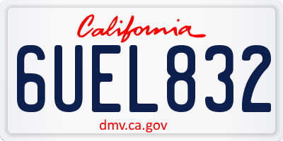 CA license plate 6UEL832