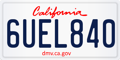CA license plate 6UEL840