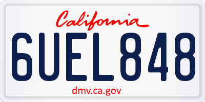 CA license plate 6UEL848