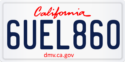 CA license plate 6UEL860