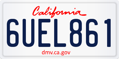 CA license plate 6UEL861