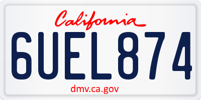 CA license plate 6UEL874