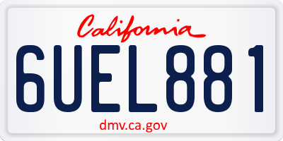 CA license plate 6UEL881