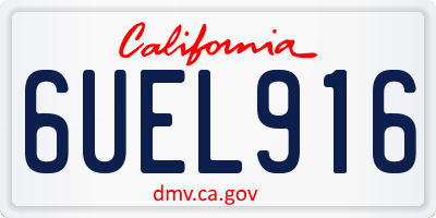 CA license plate 6UEL916