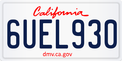 CA license plate 6UEL930