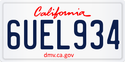 CA license plate 6UEL934
