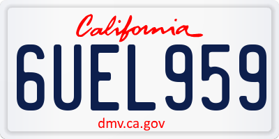 CA license plate 6UEL959