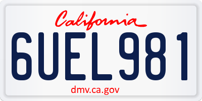 CA license plate 6UEL981