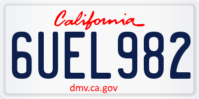 CA license plate 6UEL982