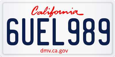CA license plate 6UEL989