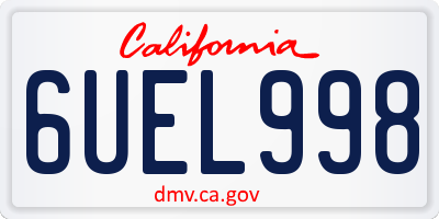 CA license plate 6UEL998