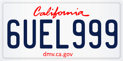 CA license plate 6UEL999