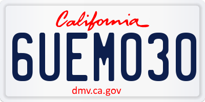 CA license plate 6UEM030