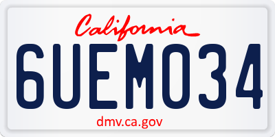 CA license plate 6UEM034