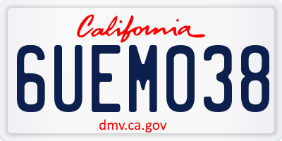 CA license plate 6UEM038