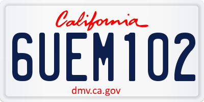 CA license plate 6UEM102