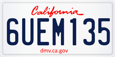 CA license plate 6UEM135