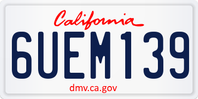 CA license plate 6UEM139