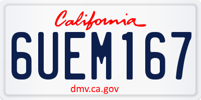 CA license plate 6UEM167