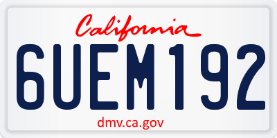 CA license plate 6UEM192