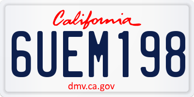 CA license plate 6UEM198
