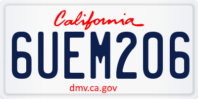 CA license plate 6UEM206