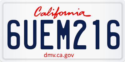 CA license plate 6UEM216