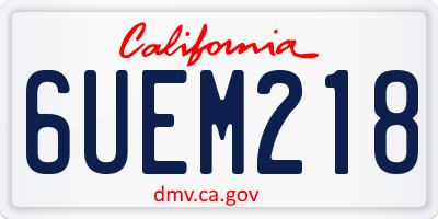 CA license plate 6UEM218