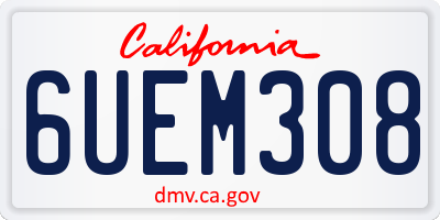 CA license plate 6UEM308