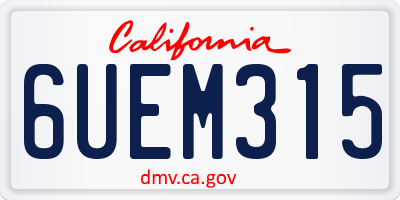 CA license plate 6UEM315