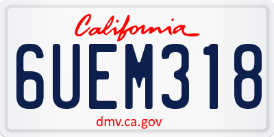 CA license plate 6UEM318