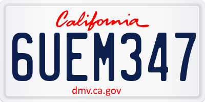 CA license plate 6UEM347
