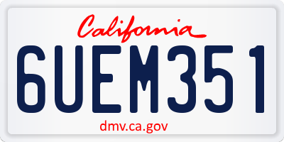 CA license plate 6UEM351