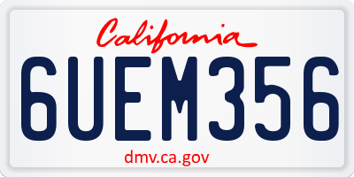 CA license plate 6UEM356