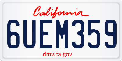 CA license plate 6UEM359