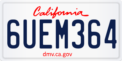 CA license plate 6UEM364