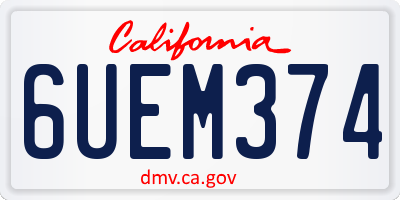 CA license plate 6UEM374