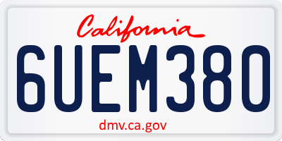 CA license plate 6UEM380